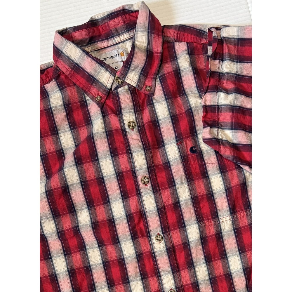 CARHARTT‎ - Men's Red Plaid Button Short Sleeve Shirt - Size X-Large - XL